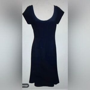Ralph Lauren Black Wool Scoop Neck Cap Sleeve Dress